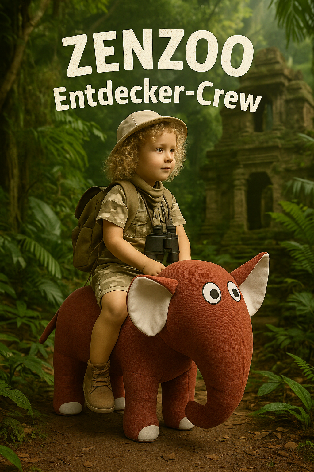 ZENZOO Entdecker-Crew Sitzelefant Kinderhocker Fußbank Gehhilfe Lauflernhilfe rot