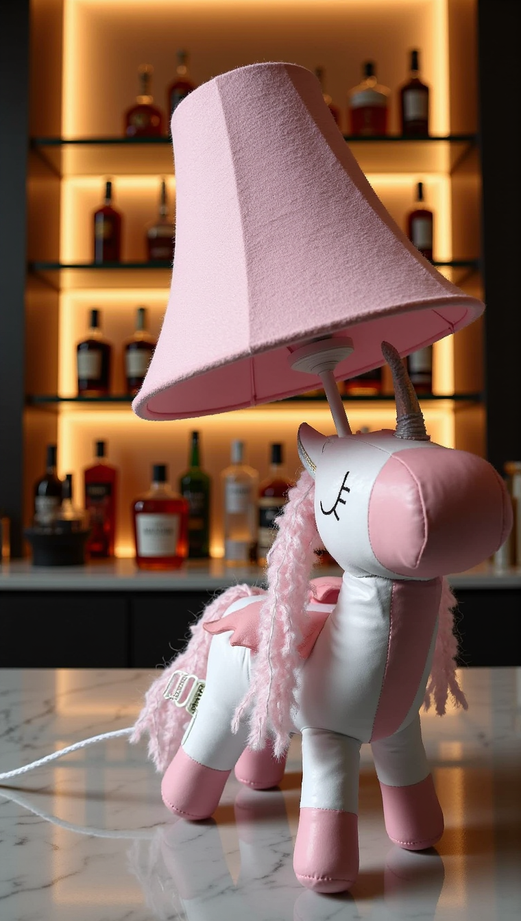 ZENZOO Lichtfreund Einhorn Leder Nachttischleuchte Schreibtischleuchte weiß-rosa
