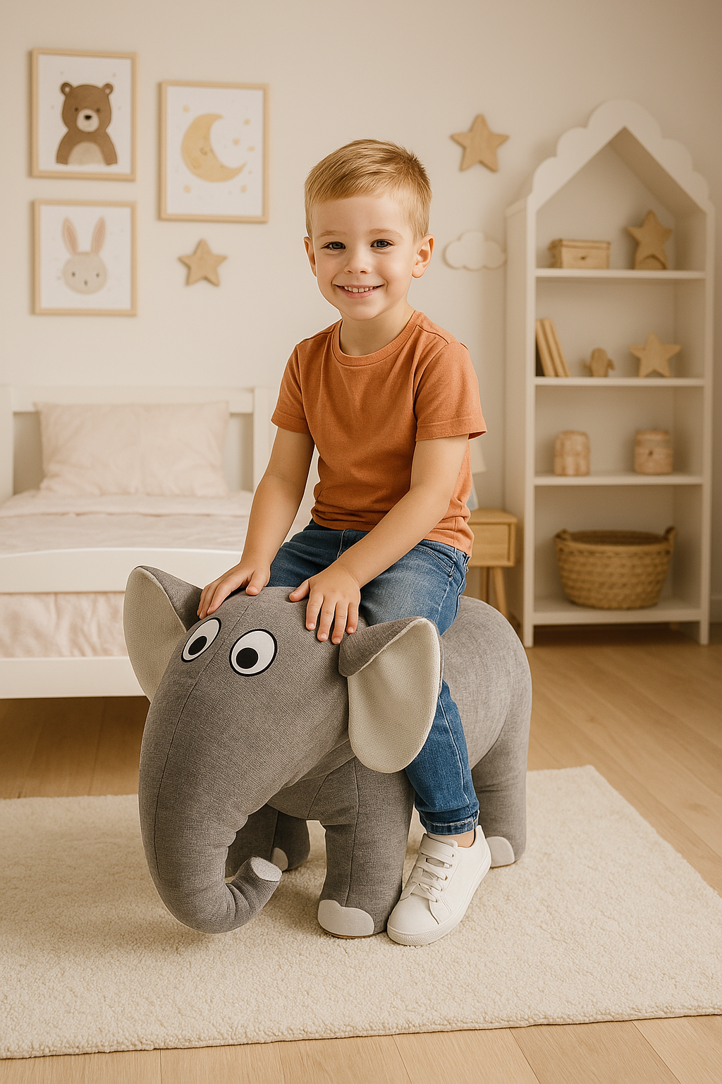 ZENZOO Entdecker-Crew Sitzelefant Kinderhocker Fußbank Gehhilfe Lauflernhilfe grau