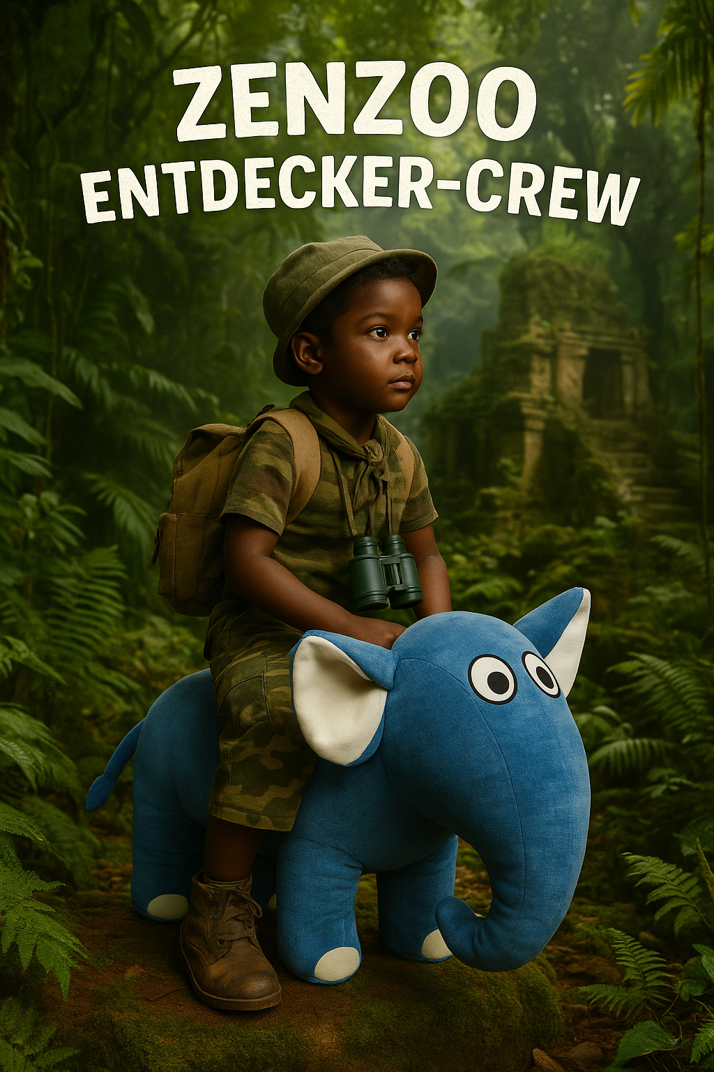 ZENZOO Entdecker-Crew Sitzelefant Kinderhocker Fußbank Gehhilfe Lauflernhilfe hellblau