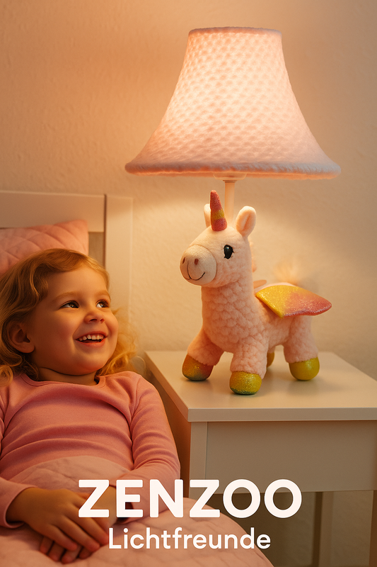 ZENZOO Lichtfreund Einhorn Plüsch Nachttischleuchte Schreibtischleuchte rosa