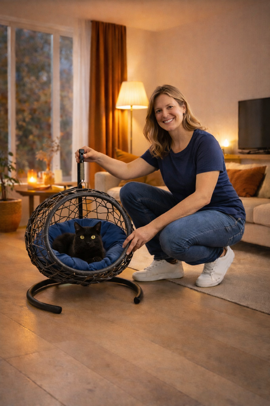 ZENZOO Hängekorbsessel Hängekörbchen für Katzen, Kleintiere und kleine Hunde