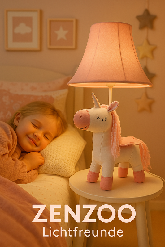 ZENZOO Lichtfreund Einhorn Leder Nachttischleuchte Schreibtischleuchte weiß-rosa